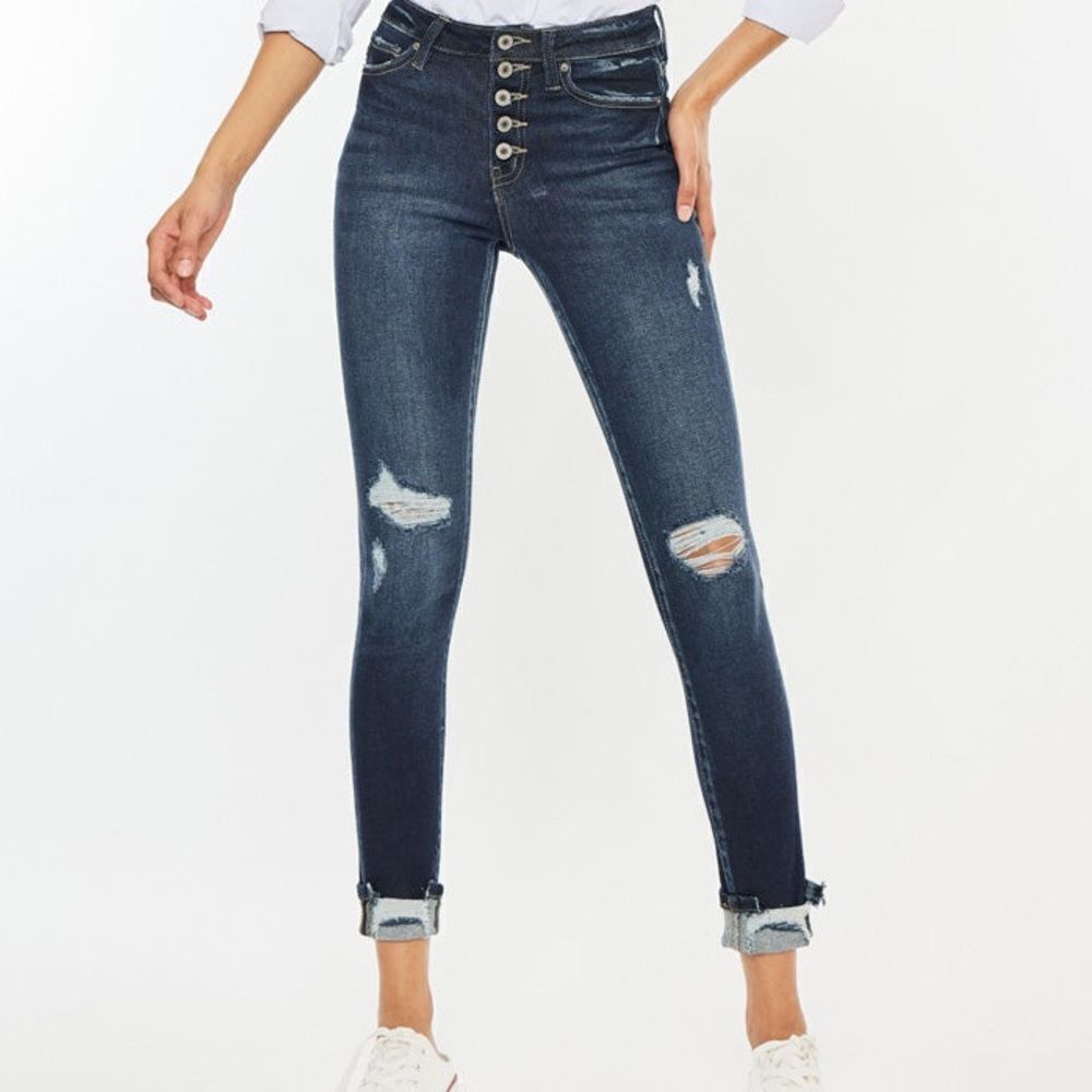 Kancan Button fly Norah High Rise Ankle Skinny Jeans